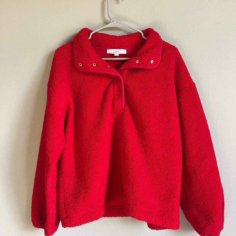 LOFT Red Teddy Jacket